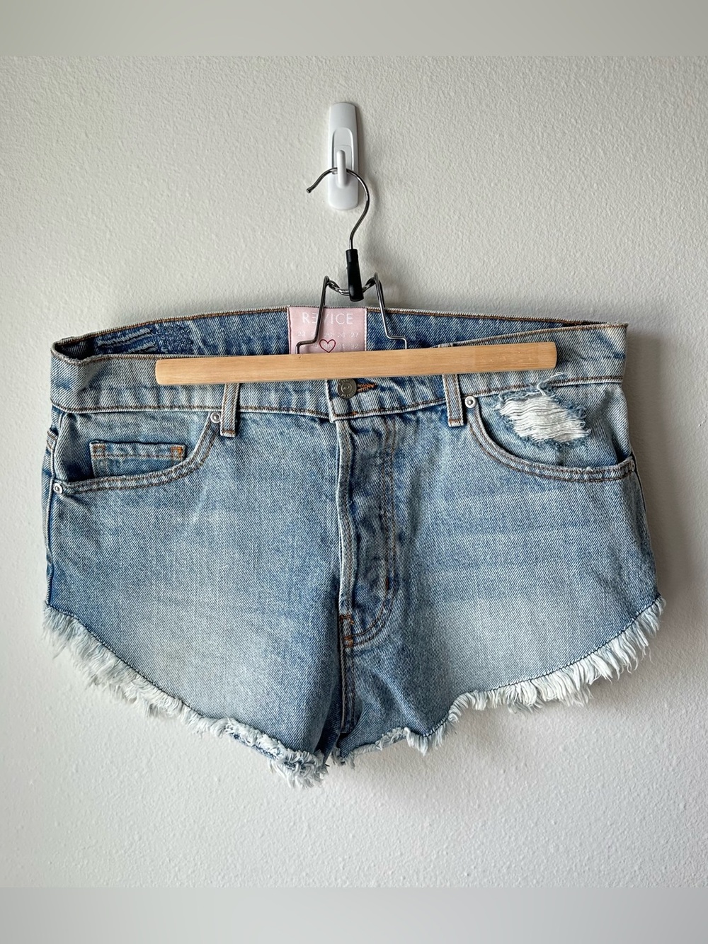 REVICE //Light Wash Frayed Denim Cutoff Shorts Size 30